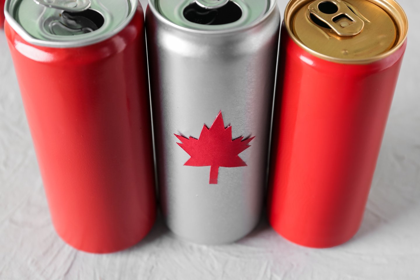 Canadian flag made of cans