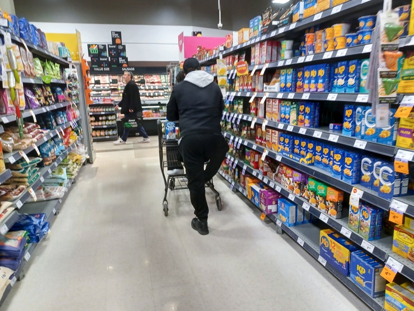 Man pushing a grocery cart