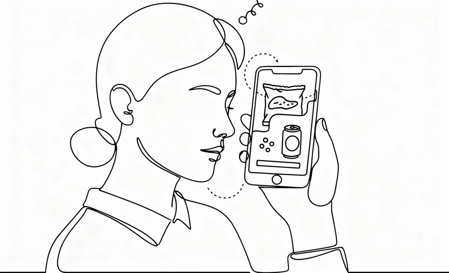 Woman holding phone doing inventory in sketch format