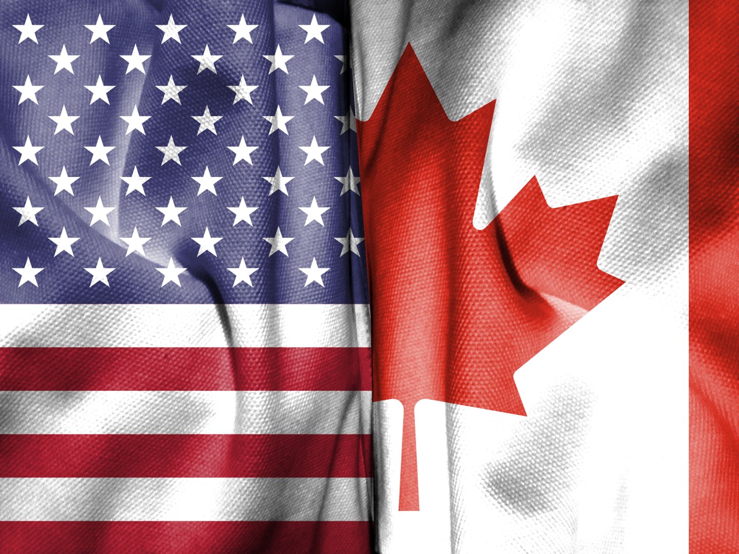 American and Canadian flags