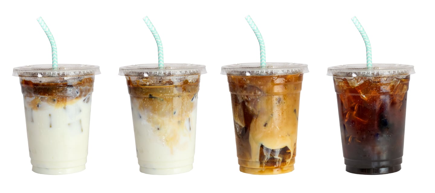 row of iced coffees