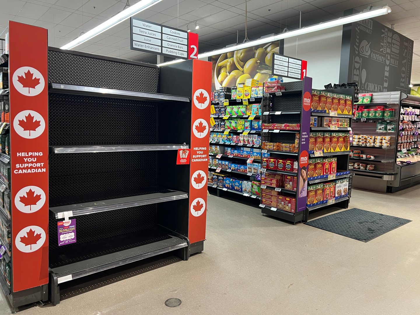 Empty "Buy Canadian" store shelf