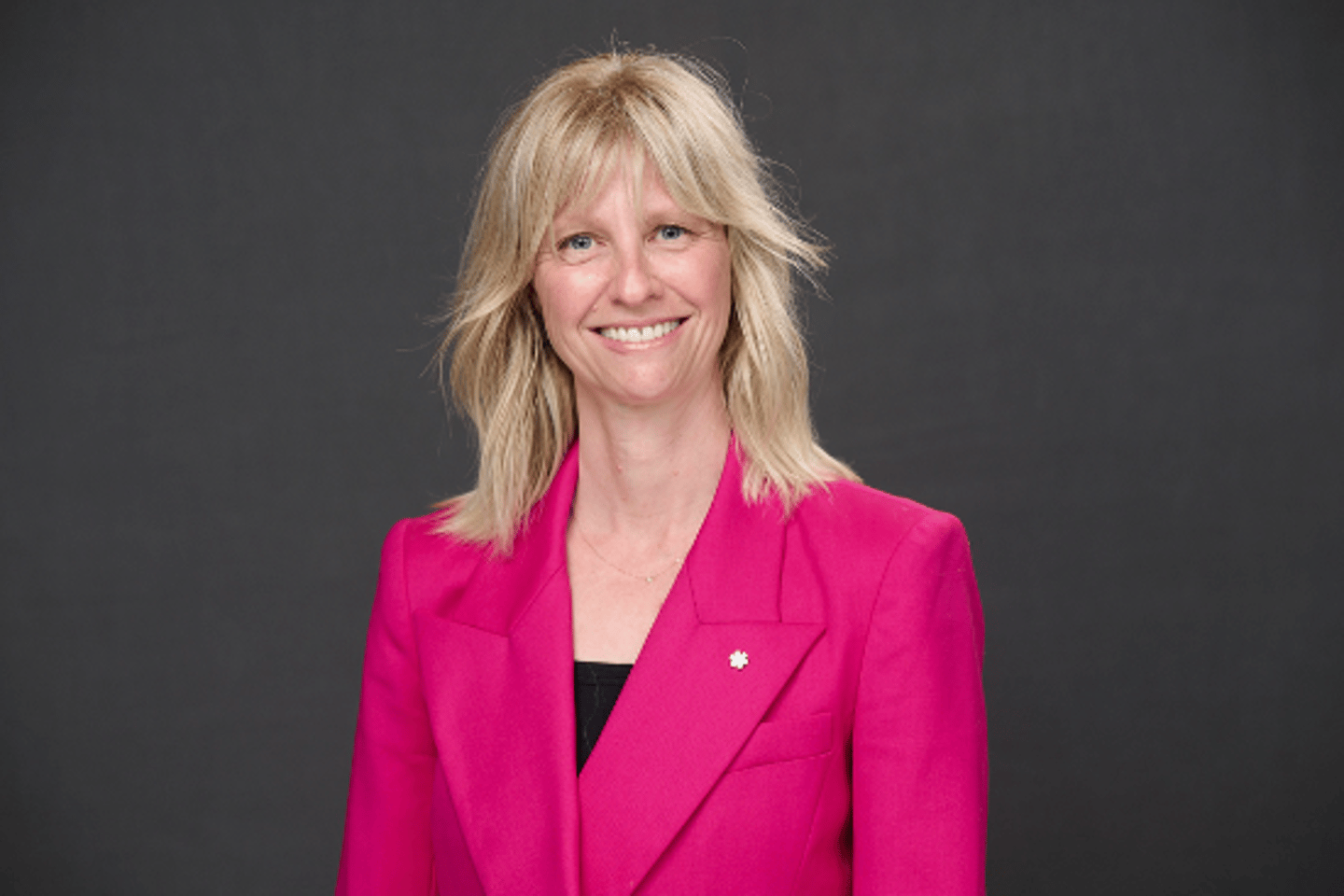 Roxanne Joyal in a pink blazer