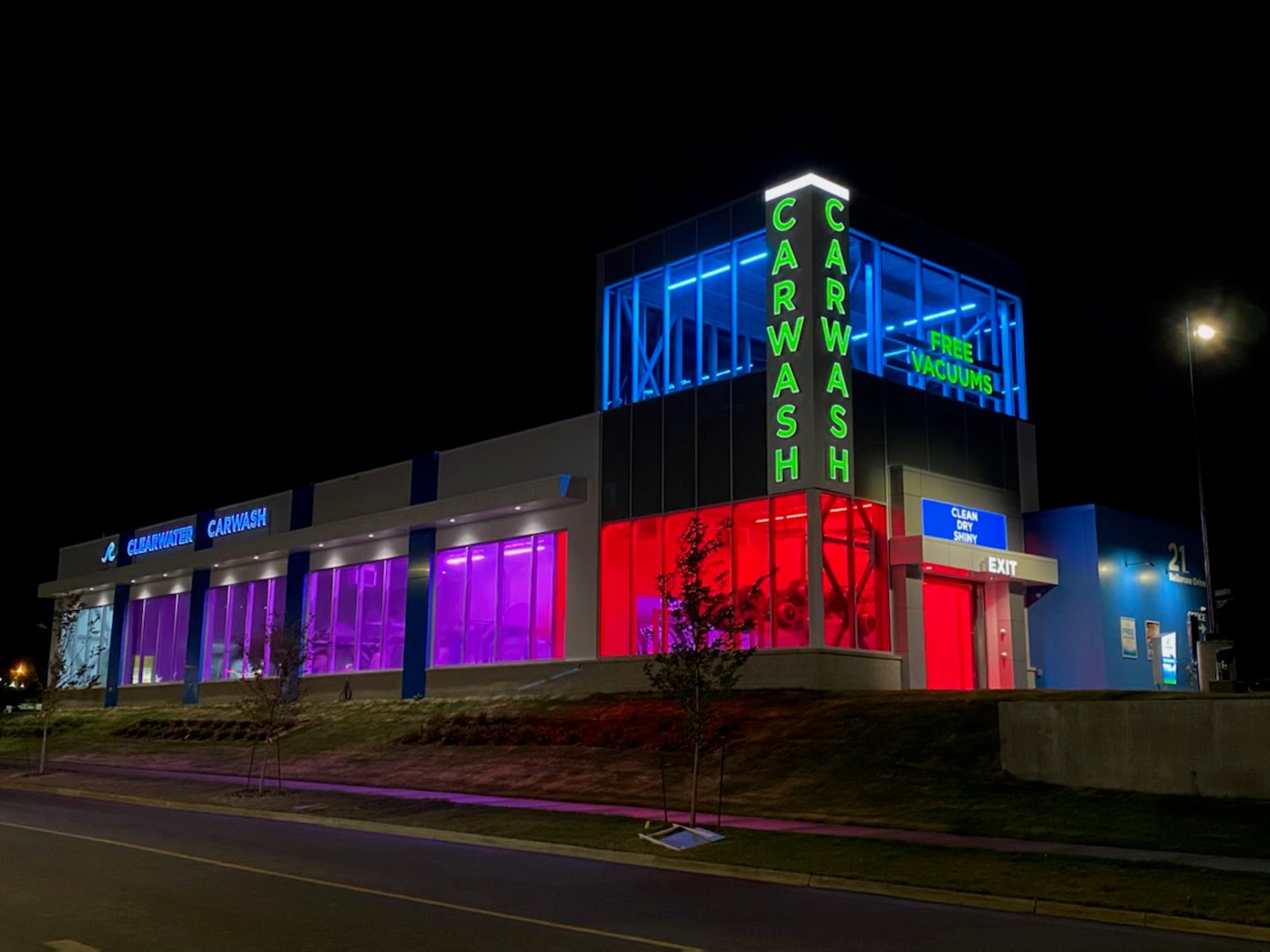 ClearWater Car Wash Exterior Night