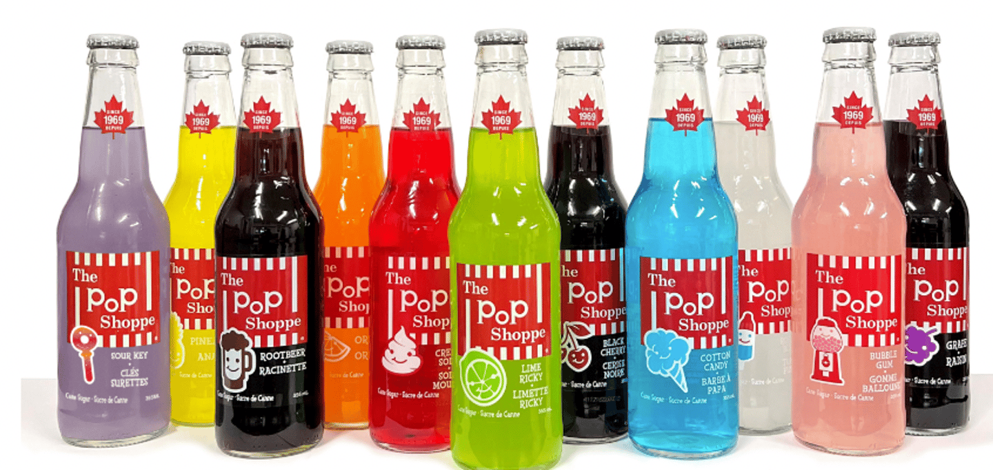 PoP Shoppe 11 flavours in colourful bottles