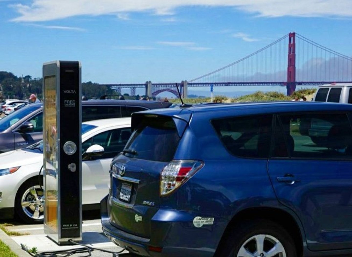 Volta EV Charger next to vehicle