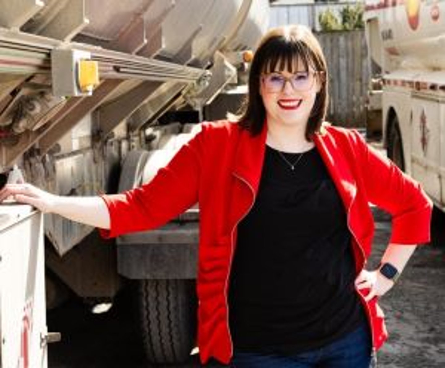 Jessica Friesen with tanker truck teaser