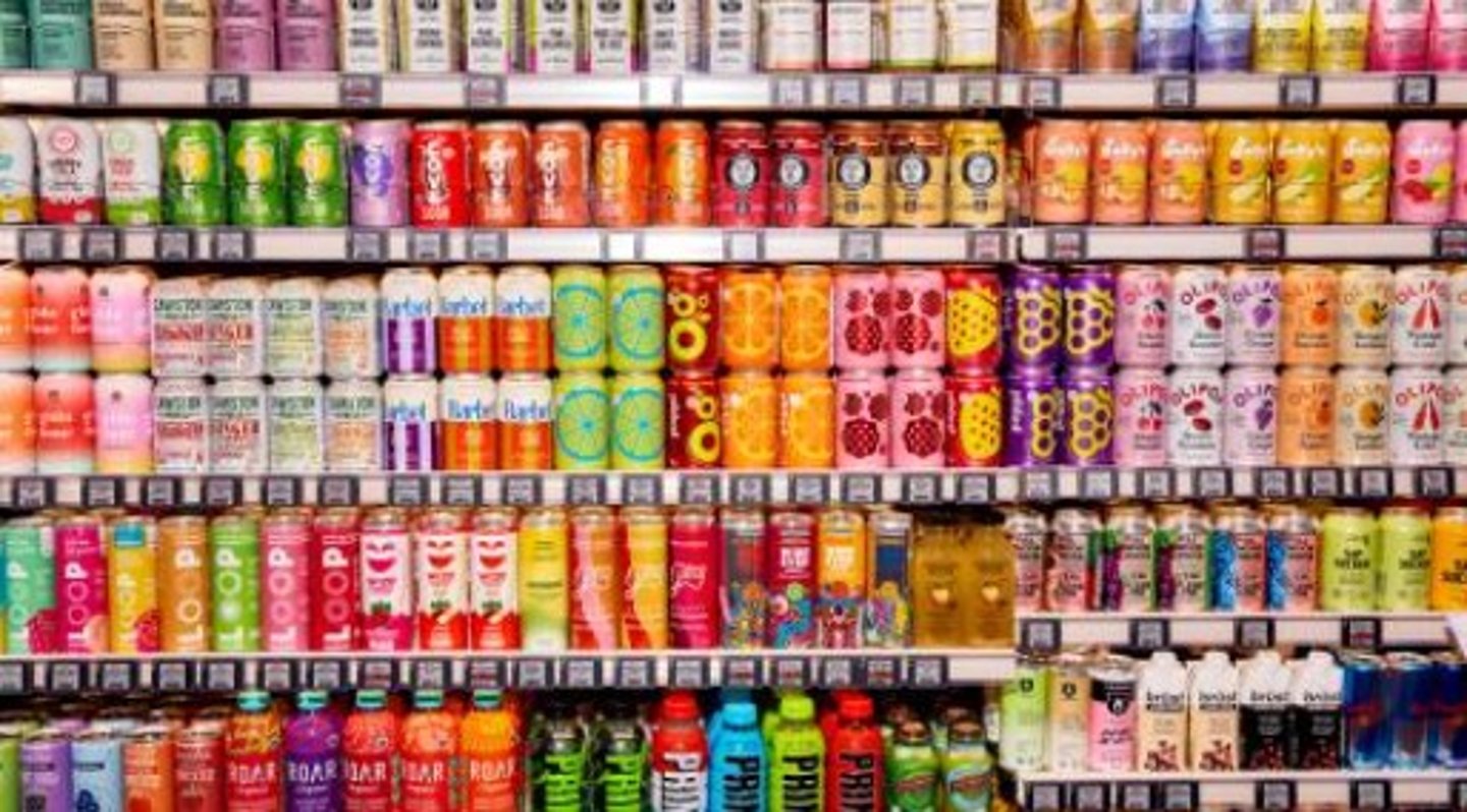 Cooler Shelves with various drinks