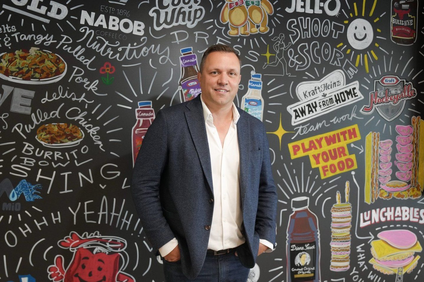 Simon Laroche, president of Kraft Heinz Canada, is photographed in the company's Toronto office, on Thursday, July 18, 2024.THE CANADIAN PRESS/Chris Young