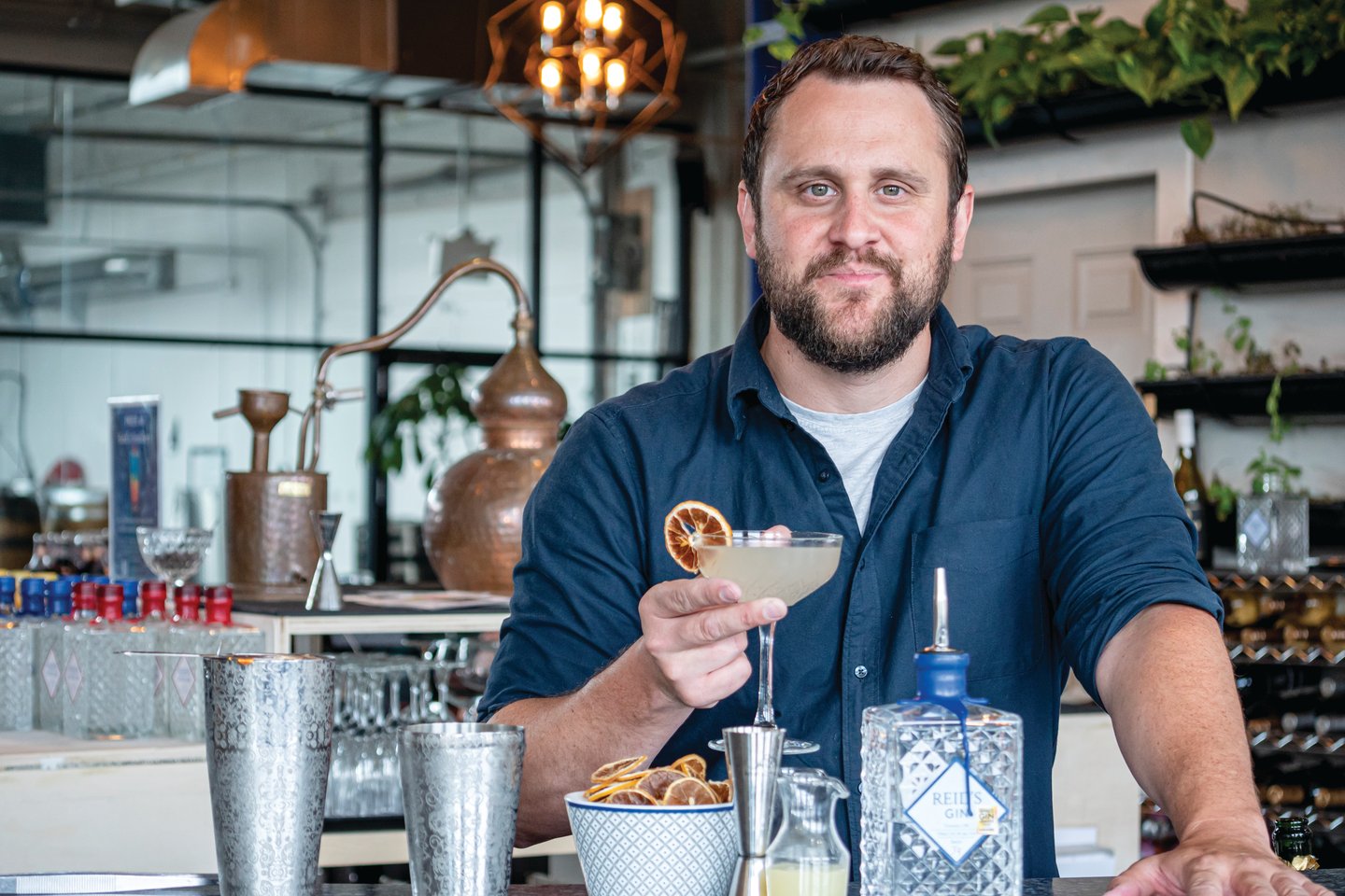 Graham Reid holding a G&T