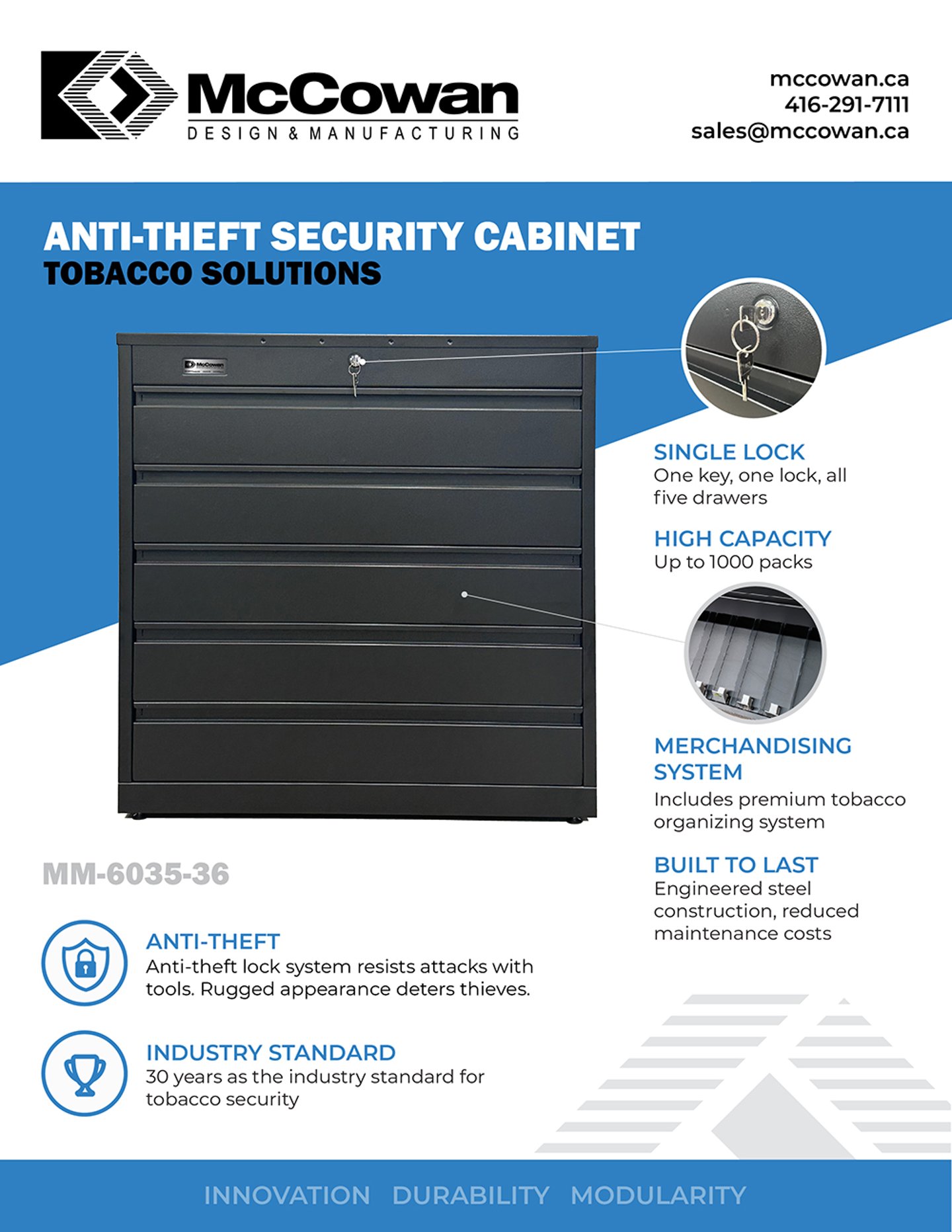 McCowan MM-6035-36 Anti-Theft undercounter cabinet