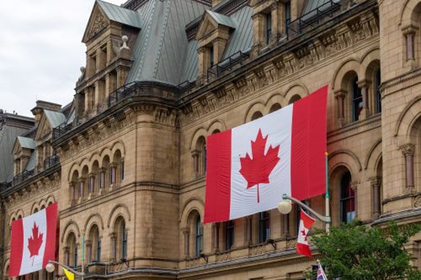 Canadian Parliament Building Ottawa with Flag 