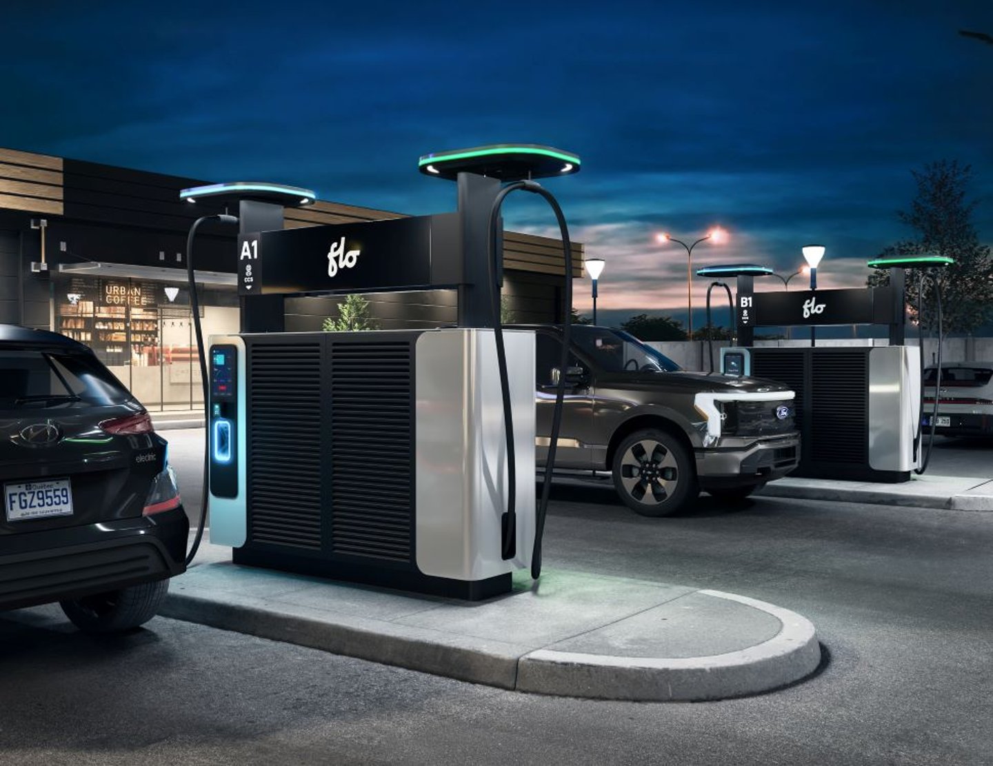 FLO EV Charger Night Image Main