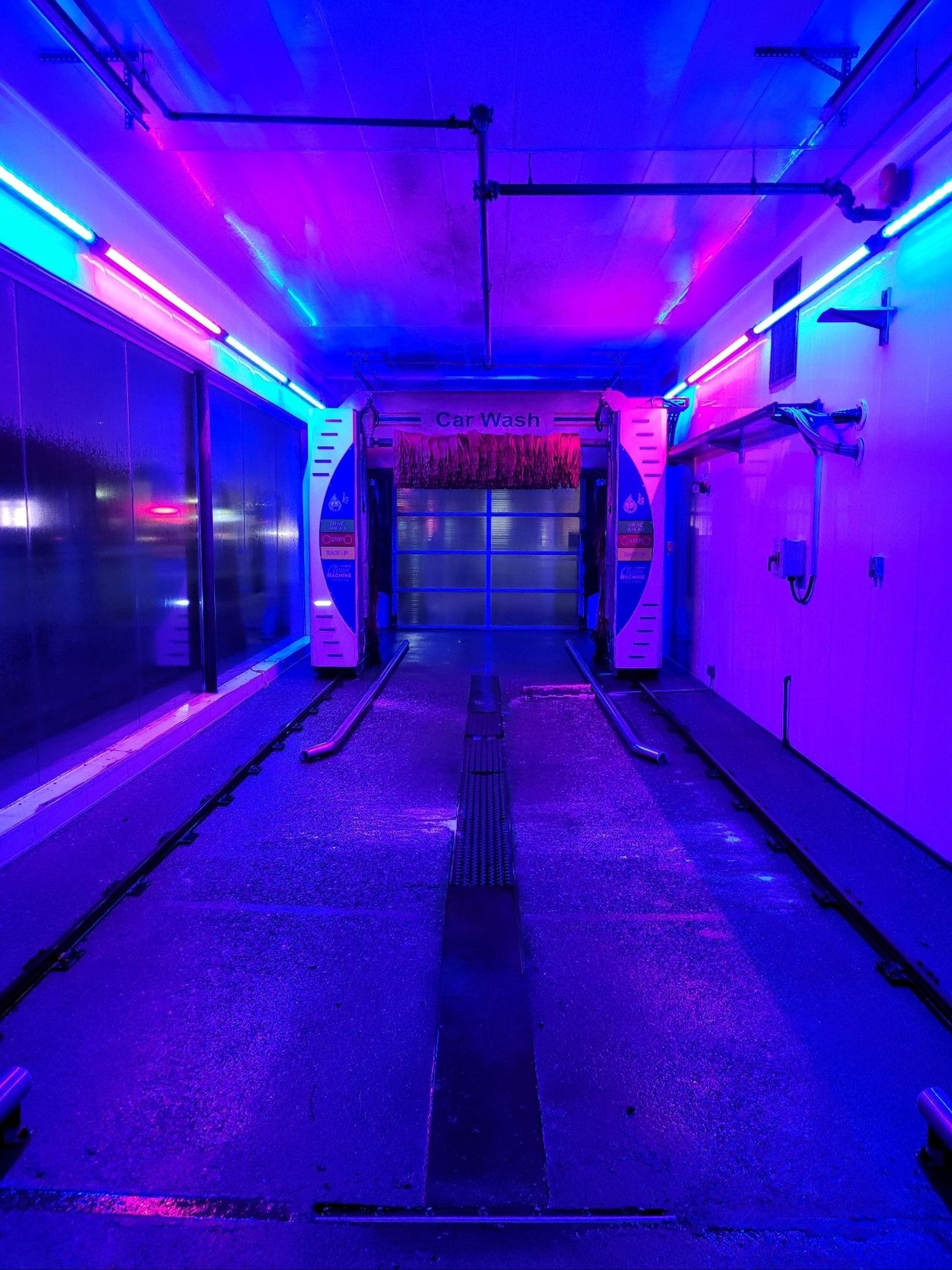 Colourful car wash tunnel