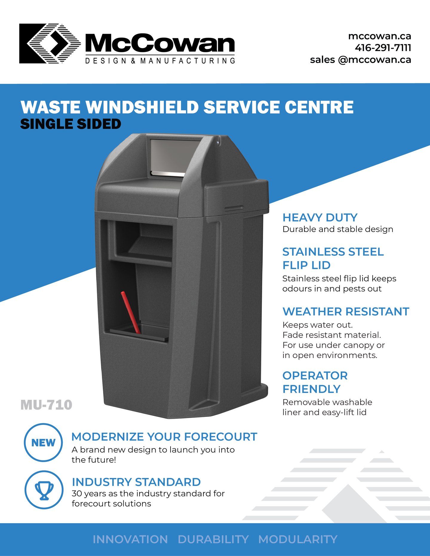 Waste Windshield Service Centre Single Sided