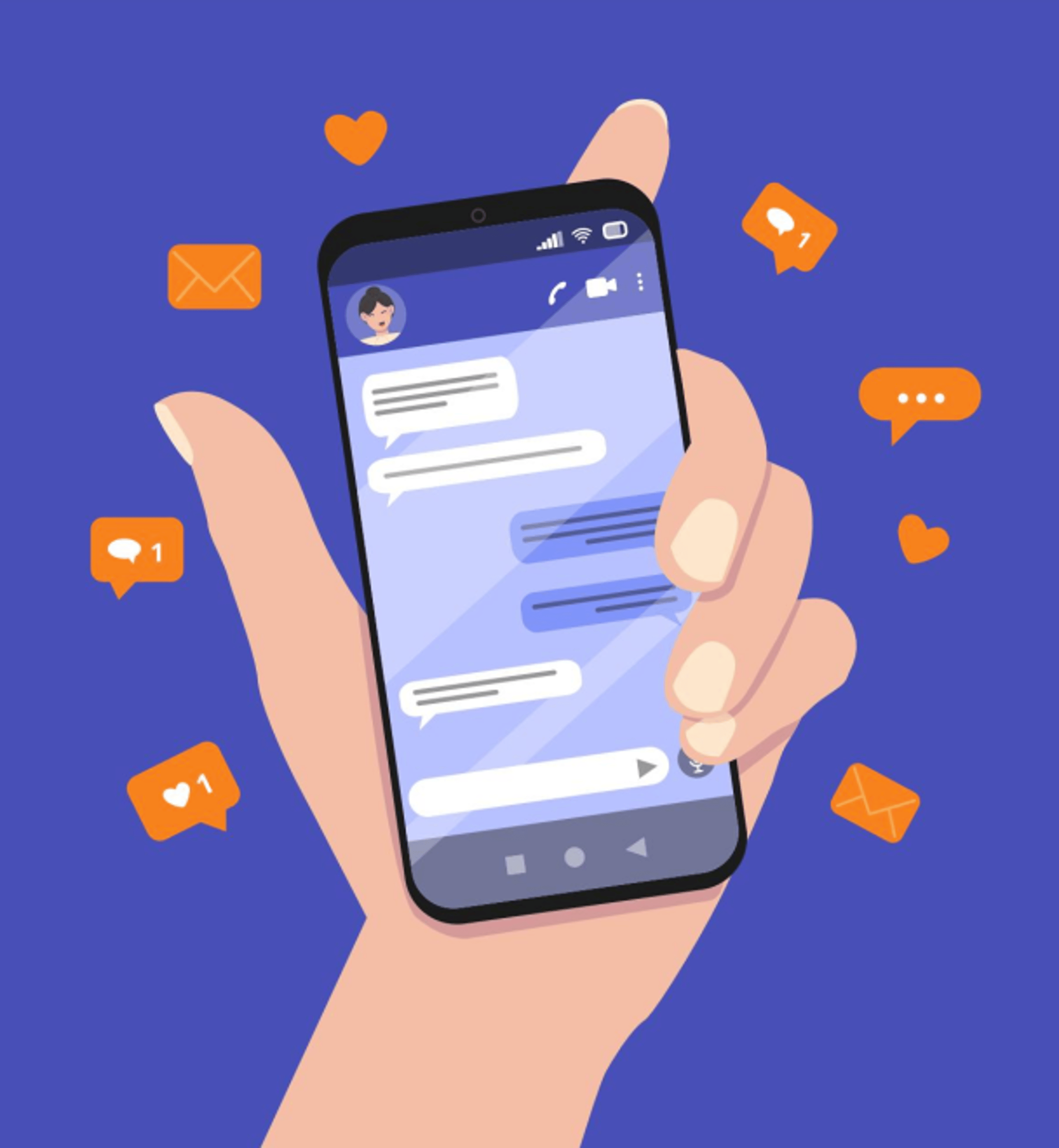 An illustration of a person holding a phone