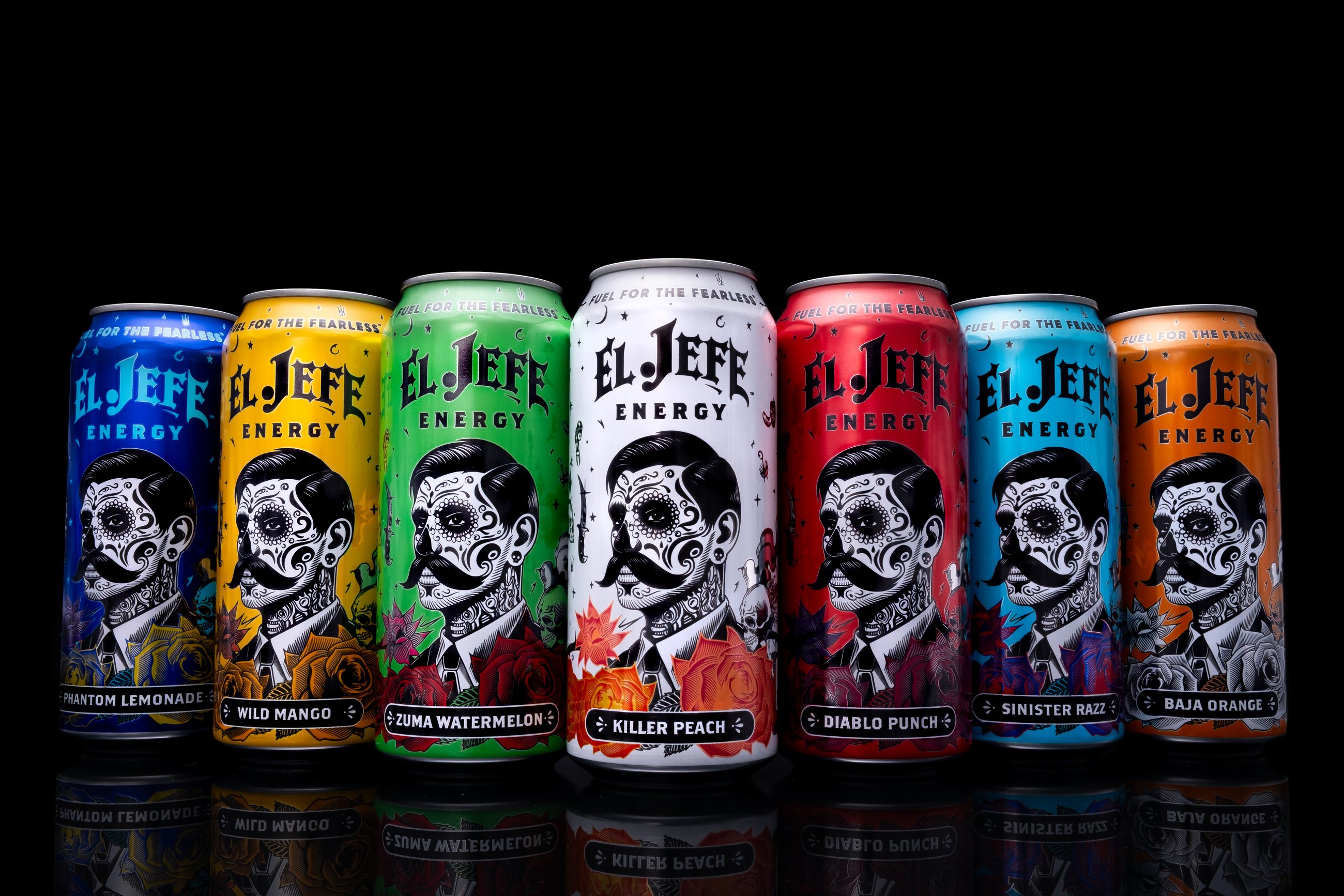 Line of El Jefe energy drinks