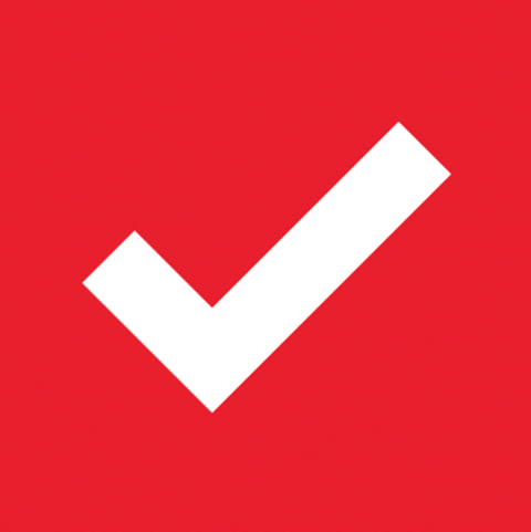 checkmark on red background