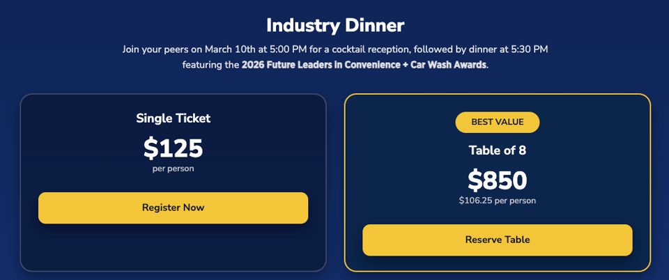 industry dinner pricing