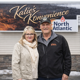 Katie's Konvenience owners Linda and Larry Edmonds in front of their store