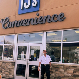Owner, Stephen Morine stands in front of TJ's Convenience Store.