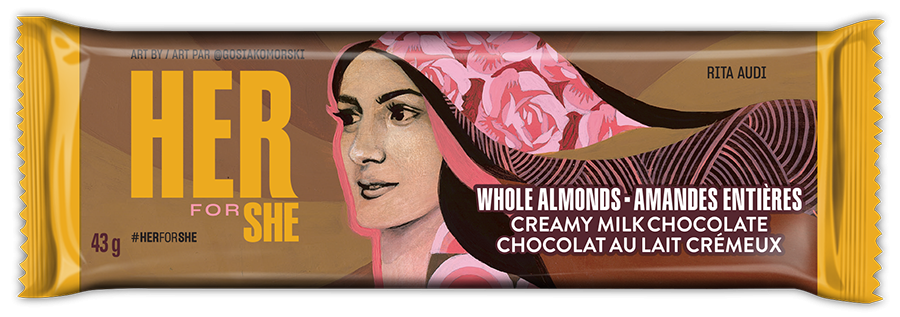 Rita Audi image on a Hershey Bar. 