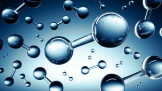 3d illustration of Hydrogen H2 molecule model - clean energy concept