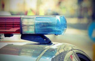 flashing lights of the police car 