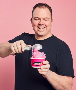 T.J. Sheehan scooping ice cream
