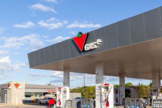 London, Ontario, Canada - August 30, 2020: A Canadian Tire Gas station in London, Ontario. Canadian Tire Corporation Limited is a Canadian retail company.