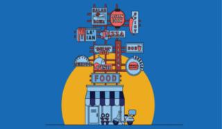 A restaurant which serves many types of food called ghost kitchen, cloud kitchen, central kitchen