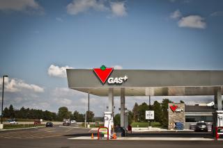 Canadian Tire Gas+ location with blue sky