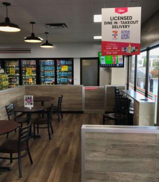 dine-in area at 7-Eleven 