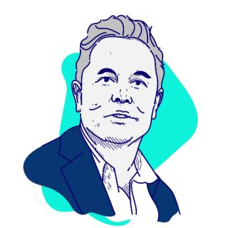 Elon musk drawing on a white background.