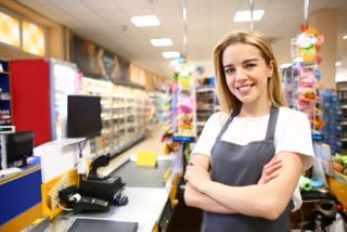 smiling female cashier