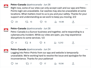 Petro-Canada cyber security tweets