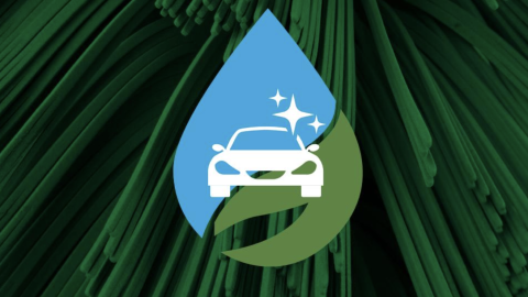 car wash image on green background