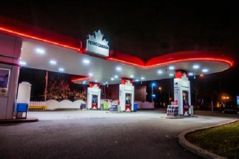 Petro Canada Commerce and Gas Station Illuminated Late at Night