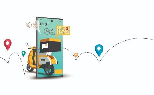 delivery app and delivery motorbike