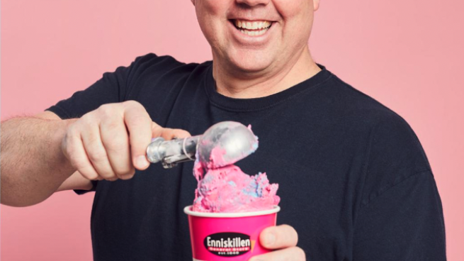 T.J. Sheehan scooping ice cream