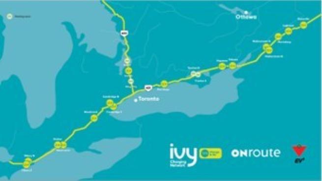 Electric vehicle fast-chargers now open at 16 ONroute locations on Highways 401 and 400 (CNW Group/Ivy Charging Network)