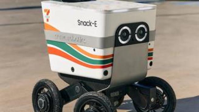 7-Eleven delivery robot - looks like a cooler on wheels