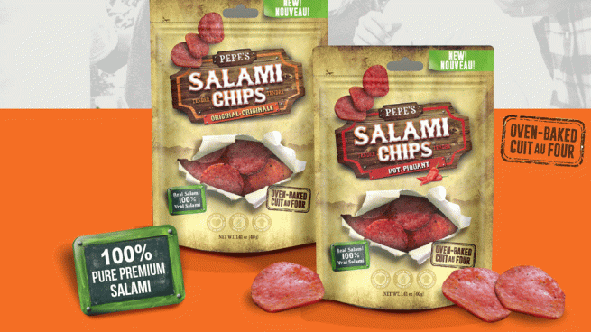 Salami chips in two flavours