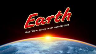 earth in the Mars bar lettering above the planet