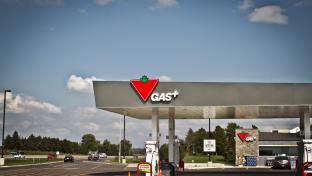 Canadian Tire Gas+ location with blue sky
