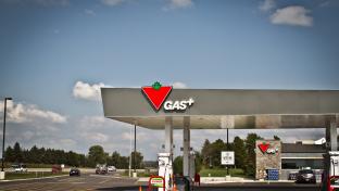 Canadian Tire Gas+ location with blue sky