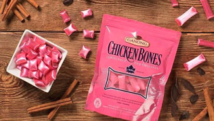 A bag of Ganong Chicken bones candy