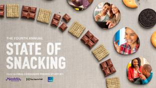 Mondelez State of Snacking report cover with crackers and other treats