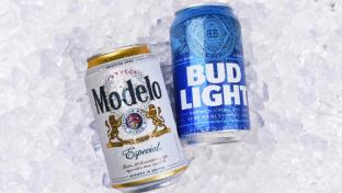 A can of Modelo Especial and A can of Bud Light on Ice. The two brands battle for the Number 1 spot in USA Sales.