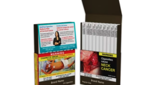 pack of cigarettes with warning labels